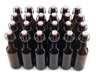 Kegland 24 x 500ML GLASS Swing Top Amber Bottles with PP Cap & Silicone Seal Cap